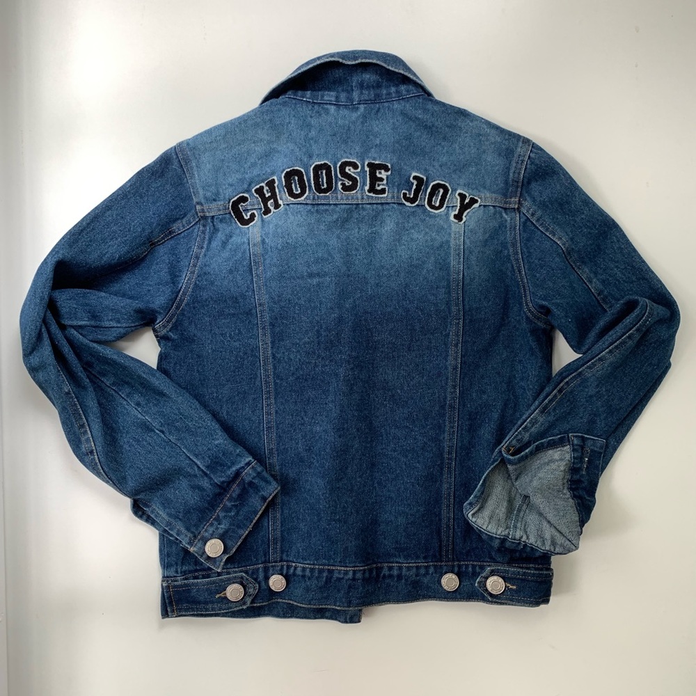 Choose Joy Embroidered Denim Jacket